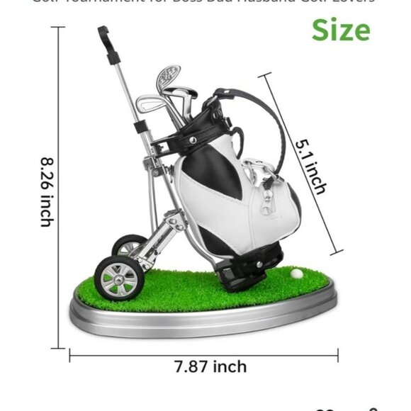 Golf Bag Pen Holder With 3 Club Pens For Desk Decor & Gifts Christmas Dad Boss - Picture 5 of 10